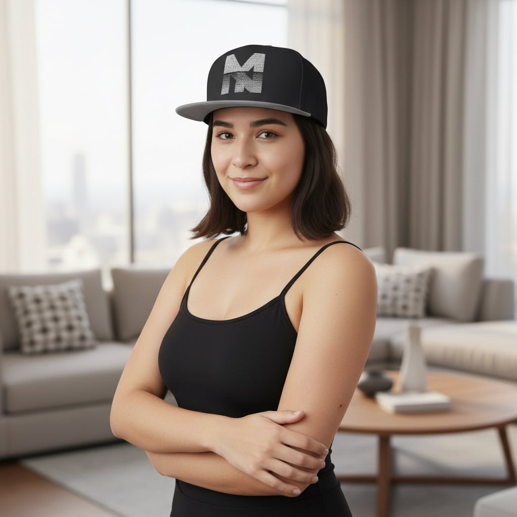 Stylish Embroidered Flat Bill Cap, Trend Snapback Printify