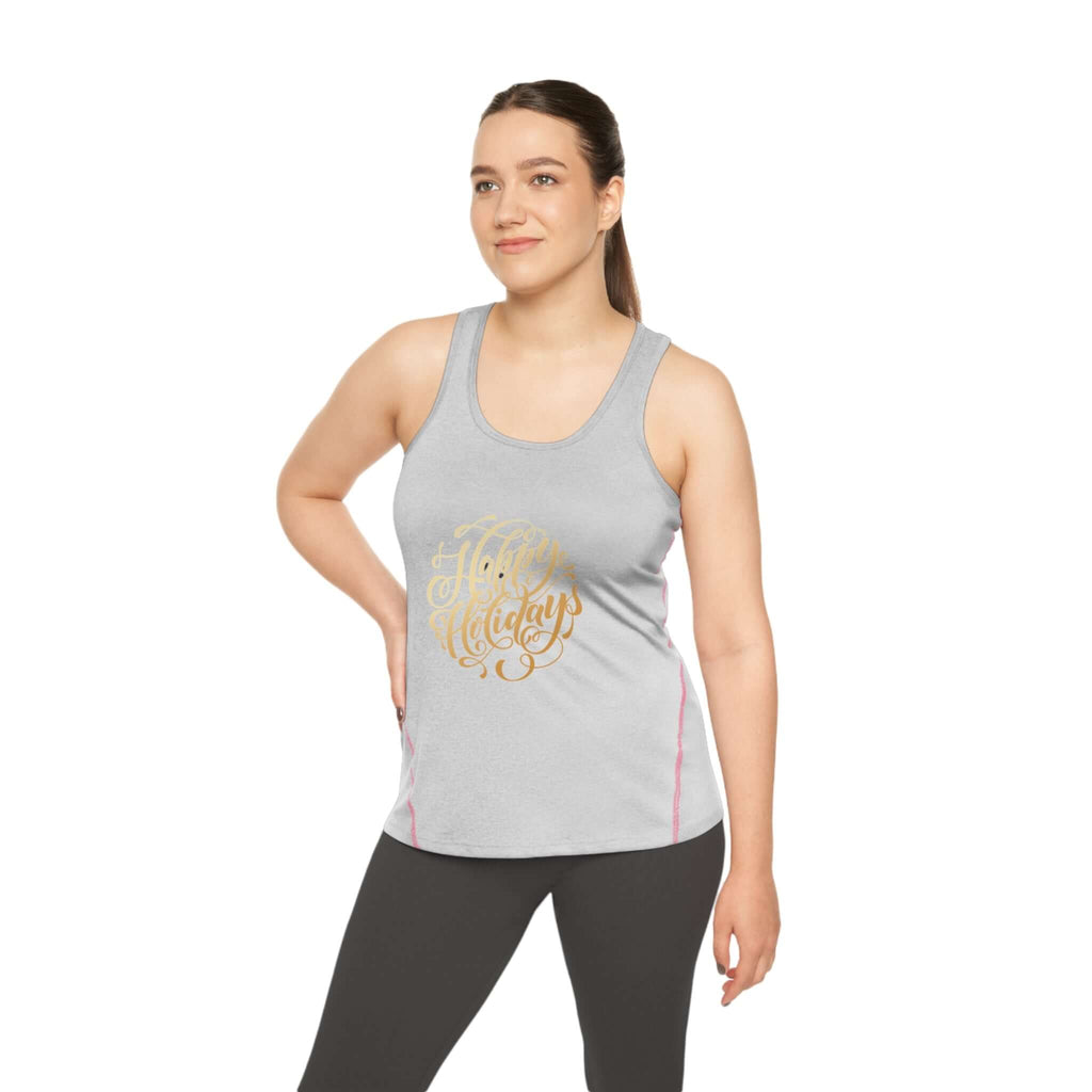 Racerback Sports Top - Happy Holiday Design