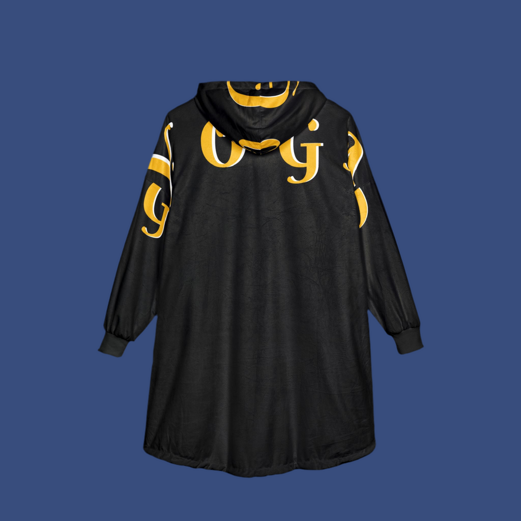 Cozy Unisex Hooded Blanket with Yoga Typography - Perfect for Relaxation and Lounging