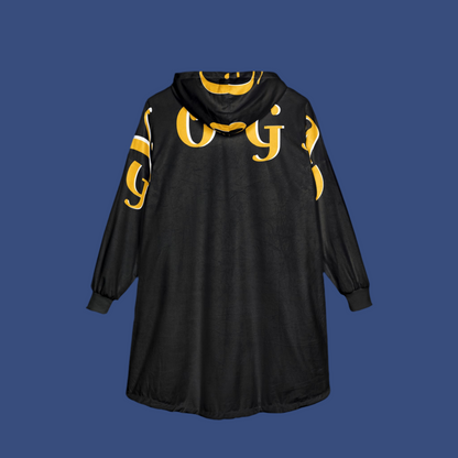 Cozy Unisex Hooded Blanket with Yoga Typography - Perfect for Relaxation and Lounging