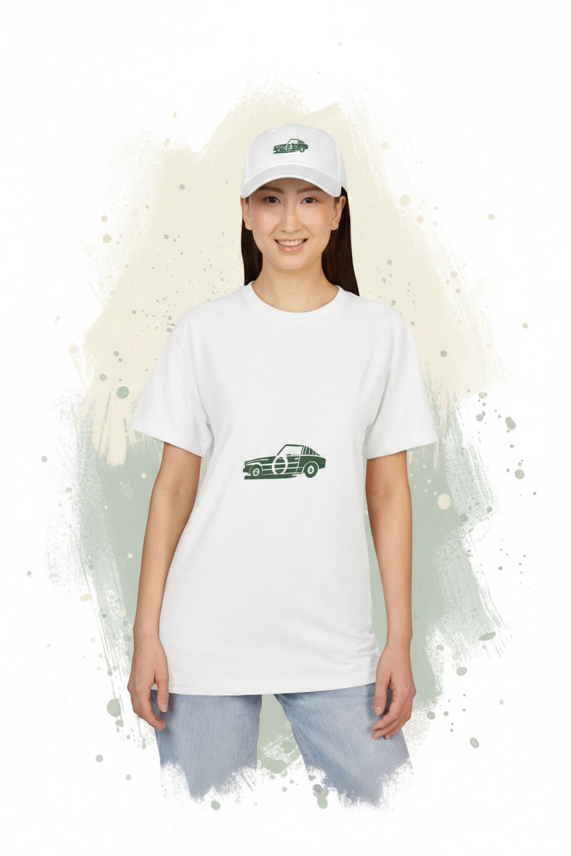 Vintage Race Car Tee – Minimal Green Sports Car Graphic T-Shirt