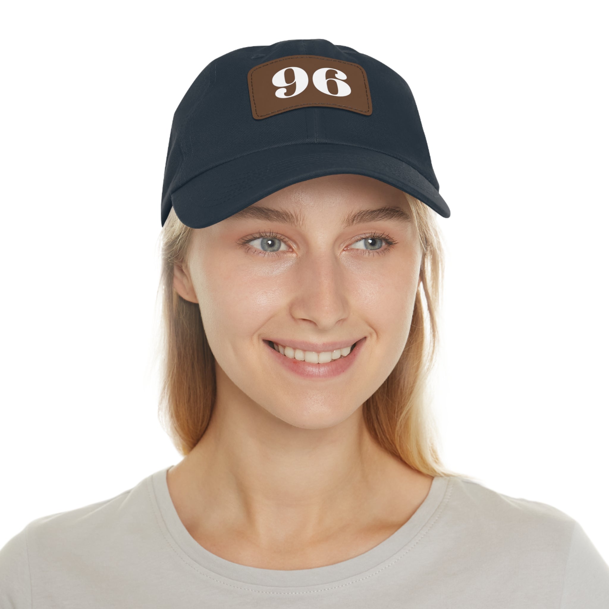 Dad Hat 96 Baseball Leather Patch Rectangle Design