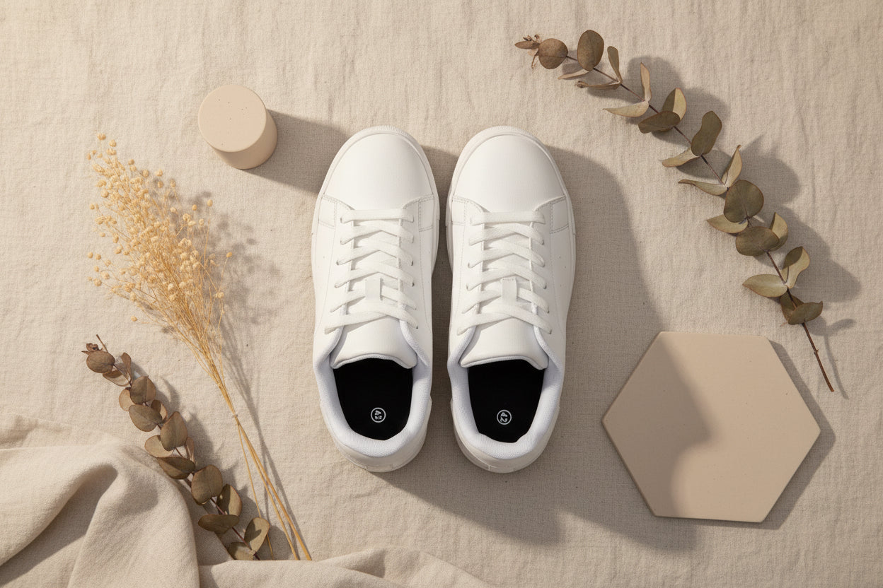 Men's Low-Top Leather Sneakers — Classic White Casual Trainers