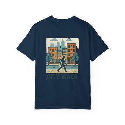 City Walk Unisex Garment-Dyed T-shirt, Urban Streetwear, Casual Fashion, Gift for City Lovers, Travel Enthusiast Apparel Printify