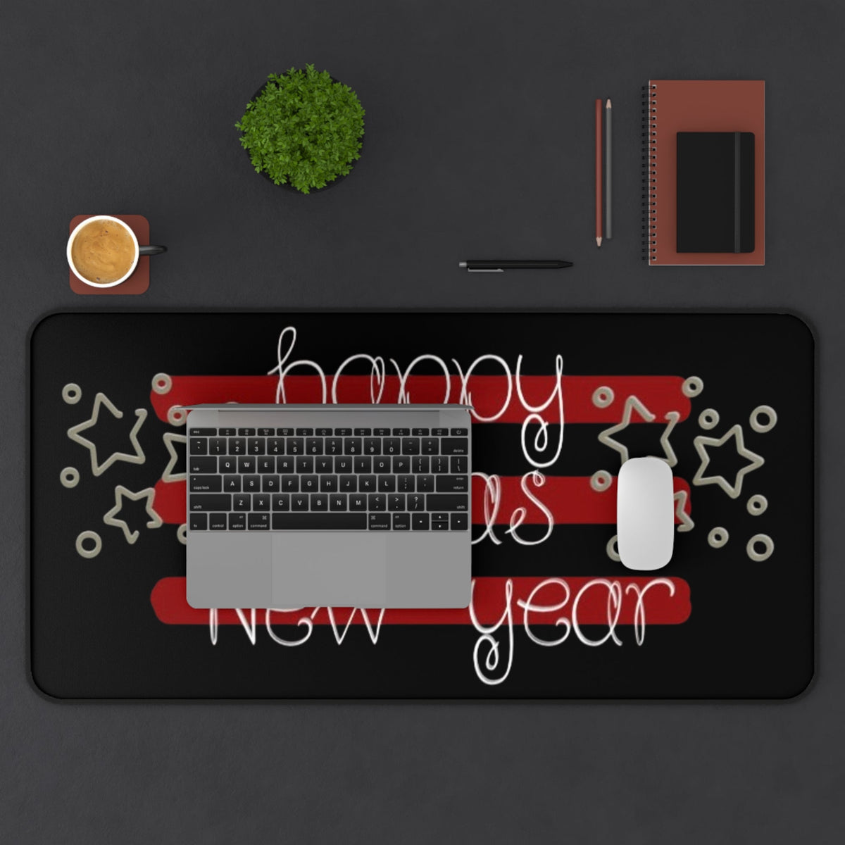 Happy Xmas & New Year Desk Mat Printify
