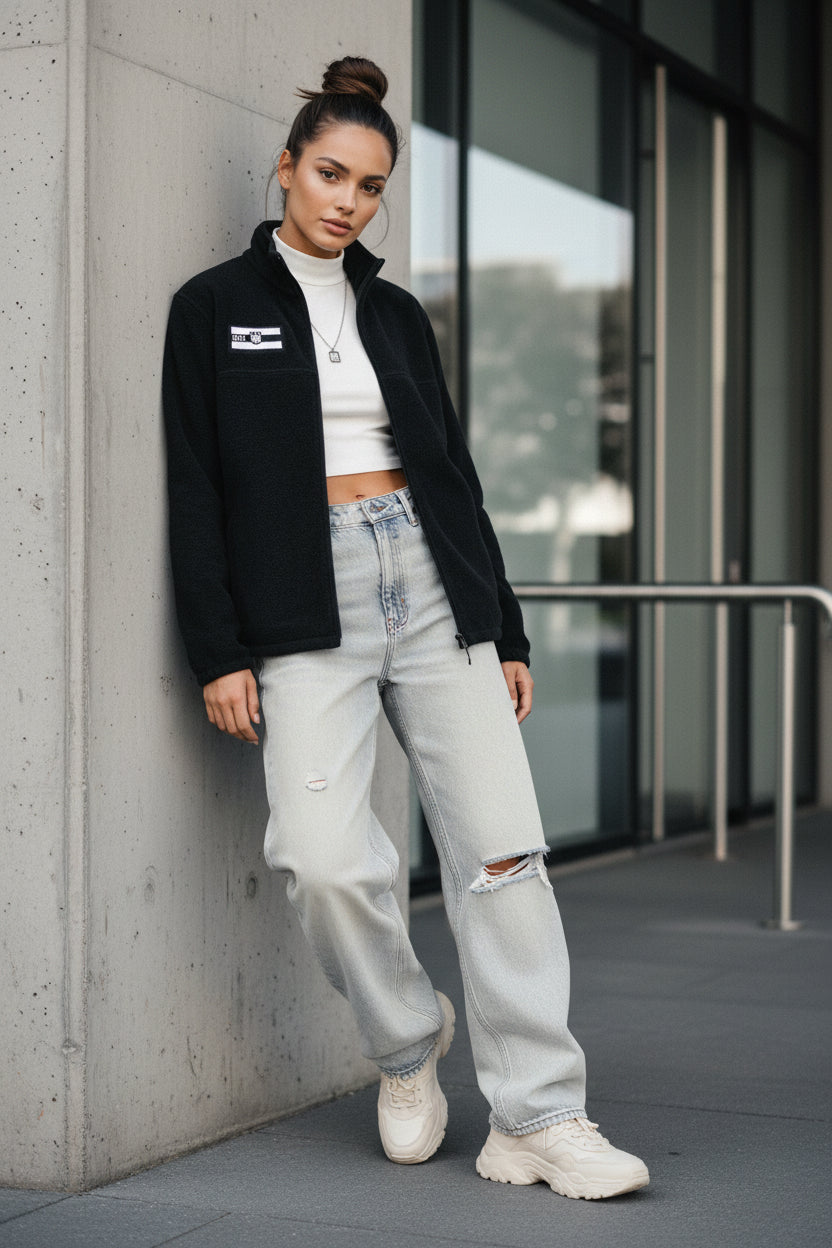 Chic Jacket Embroidered Columbia Fleece Jacket