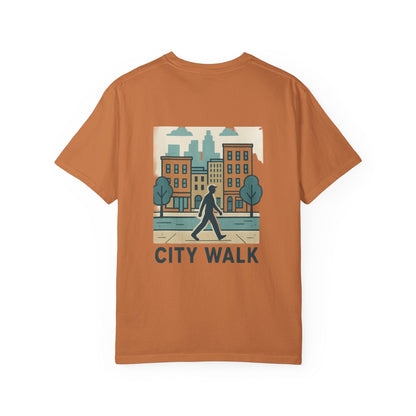City Walk Unisex Garment-Dyed T-shirt, Urban Streetwear, Casual Fashion, Gift for City Lovers, Travel Enthusiast Apparel Printify