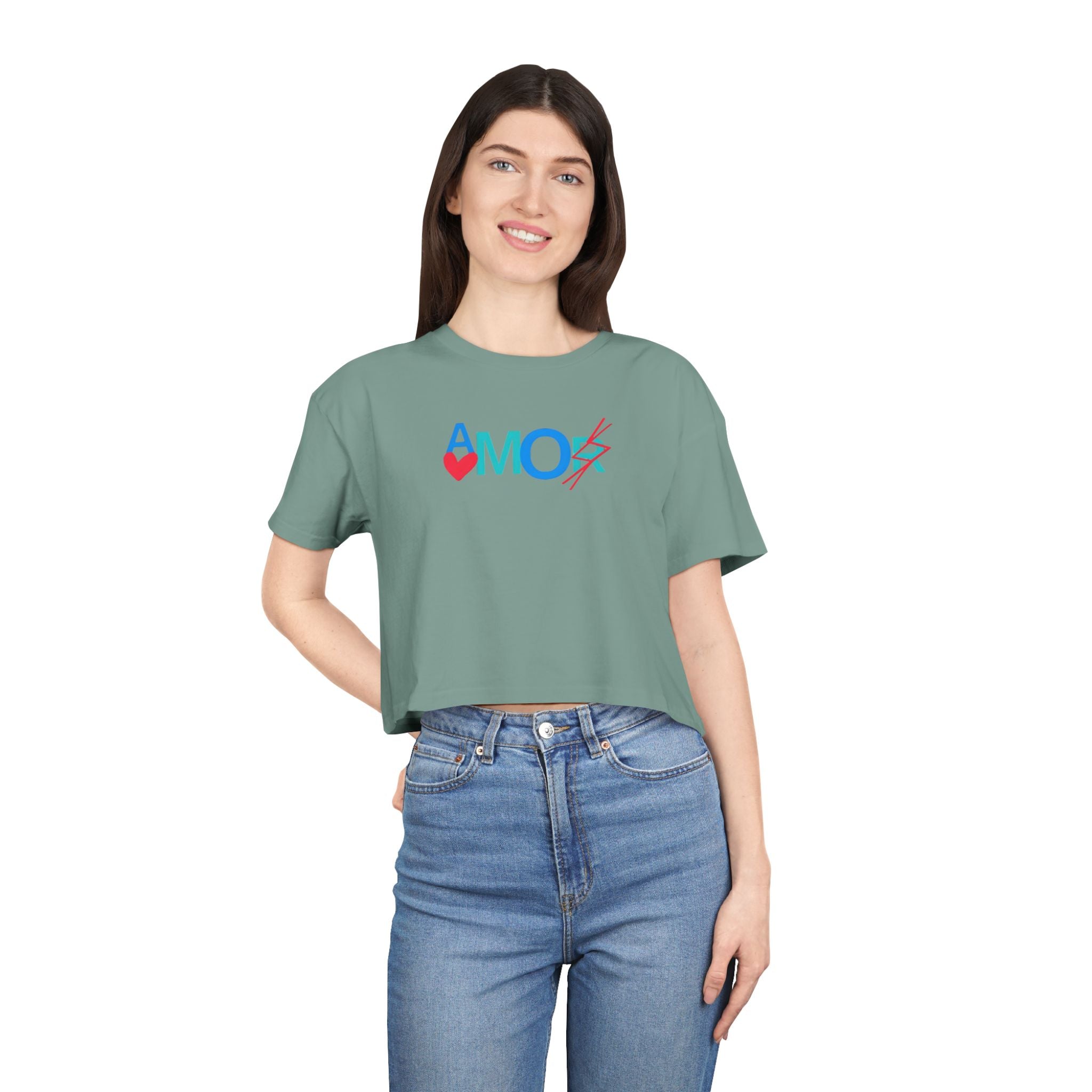 Crop Tee AMORX - Women's Trendy Graphic T-Shirt