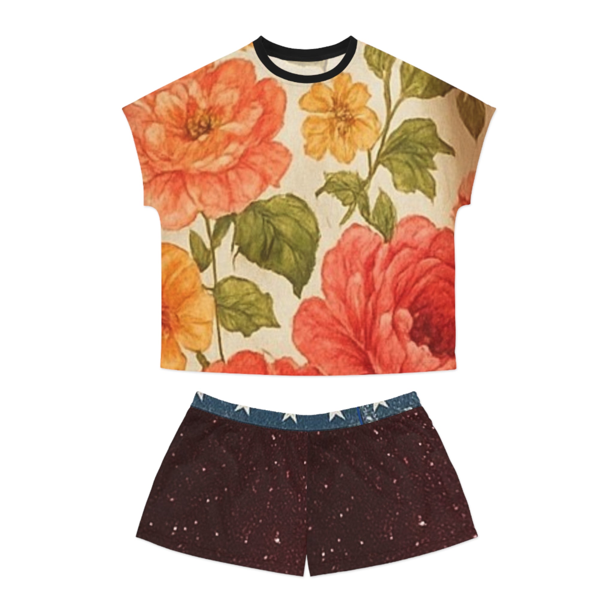 Floral Women's Short Pajama Set - Cozy Sleepwear for Summer Nights, Cute Loungewear, Perfect for Gift Giving, Relaxation at Home, [...] Printify