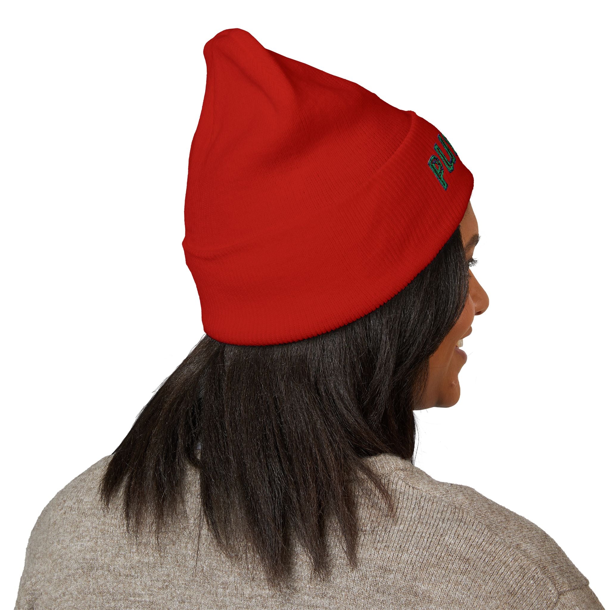 Embroidered Pushup Cuffed Beanie - Stylish Winter Accessory