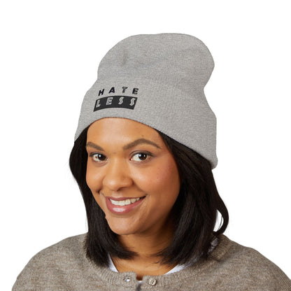 Hate Less Classic Cuffed Beanie - Stylish Winter Hat for Positive Vibes Printify