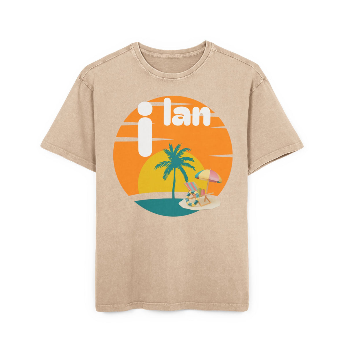 Oversize Tee Acid Washed Men's Graphic T-Shirt 'i lan'