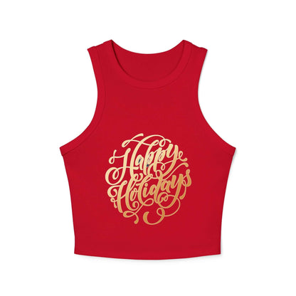 Tank Top Happy Holiday Women's Micro Rib Racer
