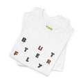 Butterfly Text Unisex Tee, Stylish Graphic Shirt, Casual Wear, Perfect Gift for Nature Lovers, Comfortable Everyday Top Printify