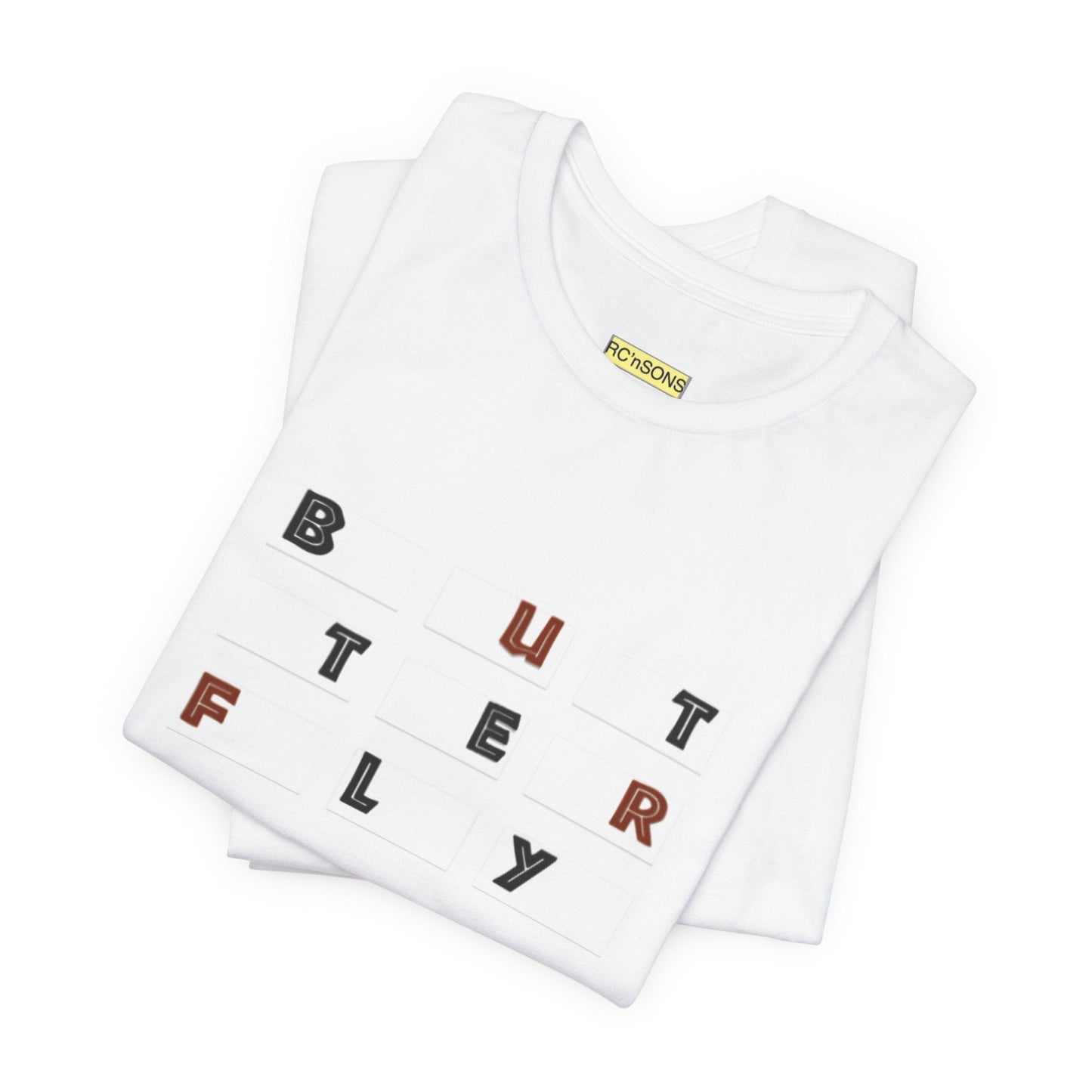 Butterfly Text Unisex Tee, Stylish Graphic Shirt, Casual Wear, Perfect Gift for Nature Lovers, Comfortable Everyday Top Printify