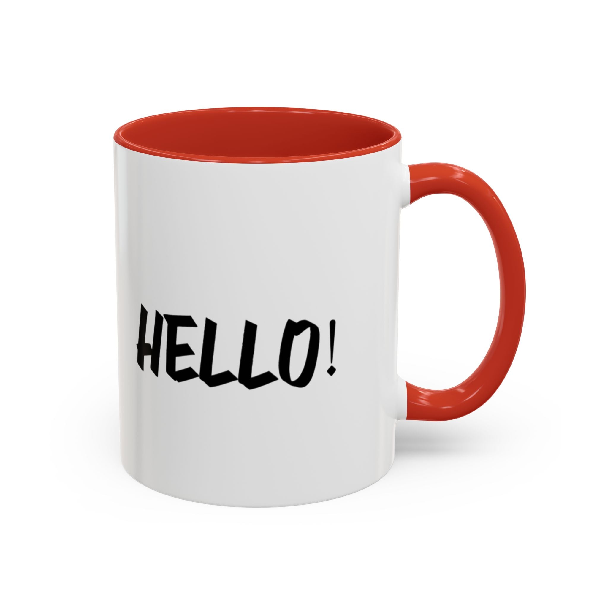 Hello! Accent Coffee Mug - Stylish 11oz & 15oz Black Handle Cup for Coffee Lovers