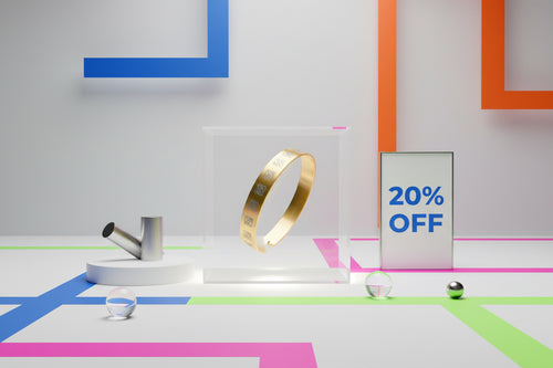 Engraved Gold Cuff Bracelet — rfs Square Motif Bangle