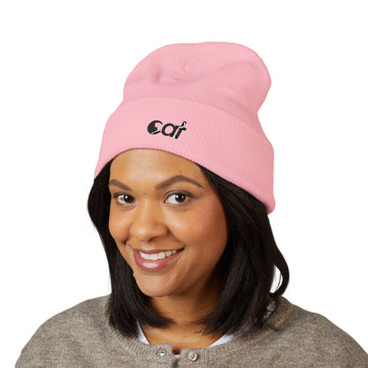 Beanie Hat Cat Design Embroidery