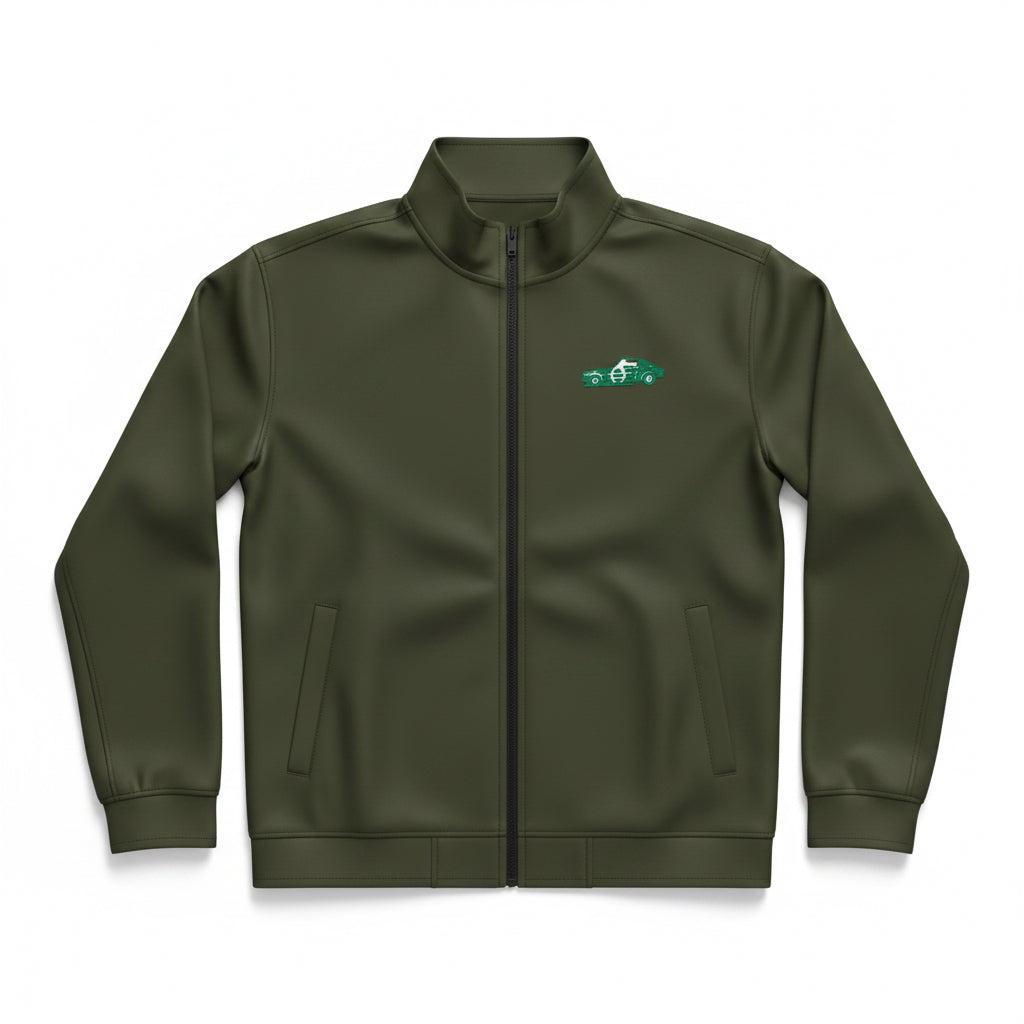 Men's Quilted Full-Zip Jacket — Embroidered Mountain Logo, Outdoor Casual Layer