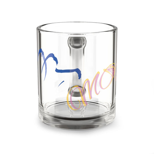 Artistic 10oz Glass Mug - Colorful Abstract Design for Everyday Use