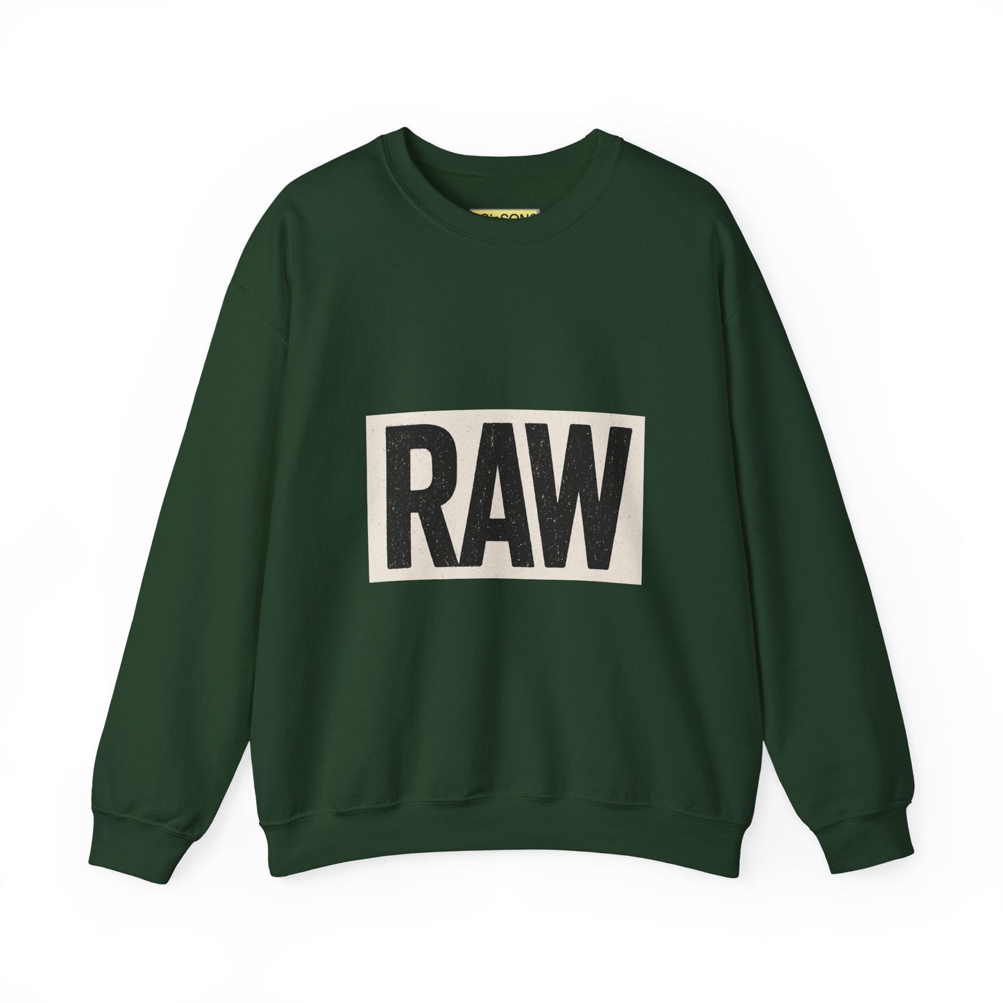 Stylish RAW Graphic Crewneck Sweatshirt, Unisex Casual Wear, Cozy Winter Layer, Trendy Streetwear, Perfect Gift for Him/Her Printify