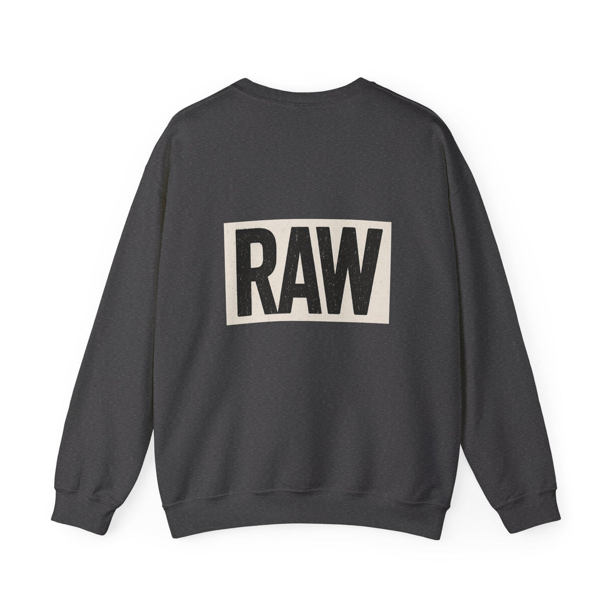 Stylish RAW Graphic Crewneck Sweatshirt, Unisex Casual Wear, Cozy Winter Layer, Trendy Streetwear, Perfect Gift for Him/Her Printify