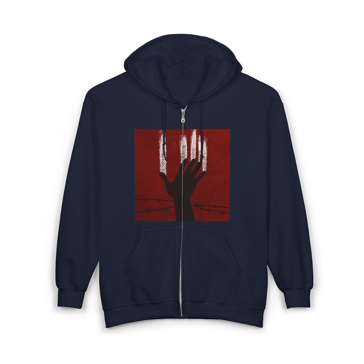 Unisex Zip Hoodie - Perfect for Spooky Season, Scary Movie Nights, Gift for Horror Fans, Unique Sweatshirt, Cozy Warmth Printify