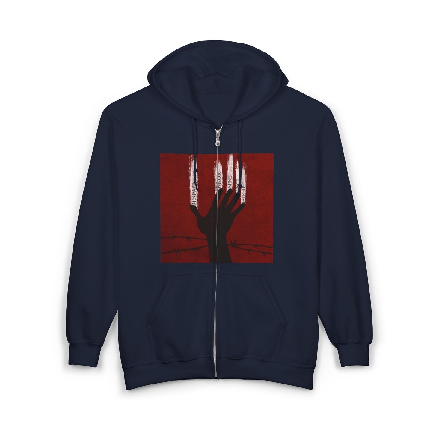 Unisex Zip Hoodie - Perfect for Spooky Season, Scary Movie Nights, Gift for Horror Fans, Unique Sweatshirt, Cozy Warmth Printify