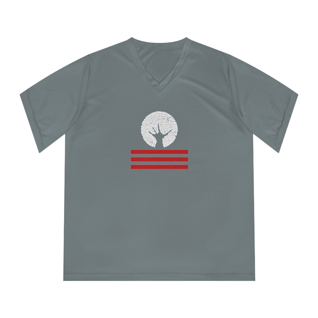 Women's Performance V-Neck T-Shirt with Unique Graphic Design, Sports Tee, Workout Top, Casual Athletic Wear, Gift for Active Lifestyle Printify