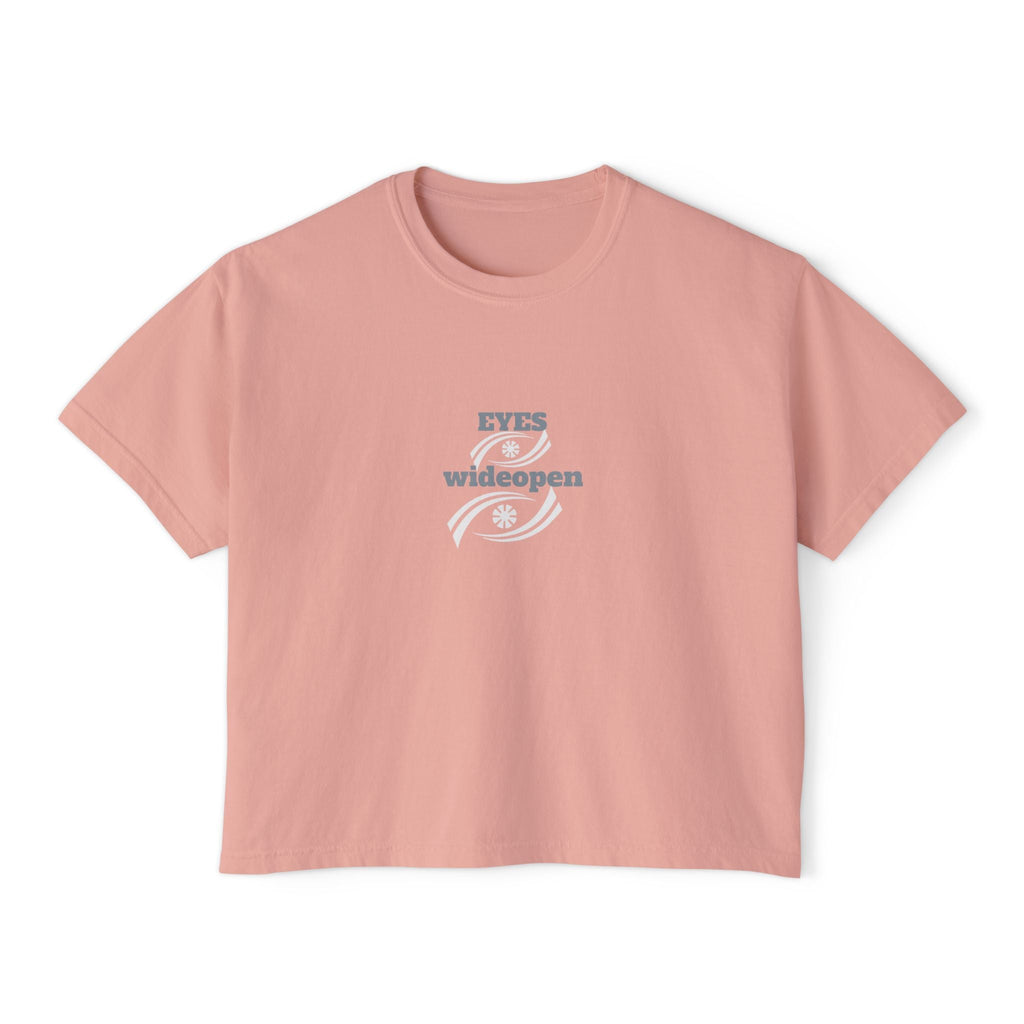 Women's Boxy Tee - 'EYES wideopen' | Casual Tee, Gift for Her, Relaxed Fit Top, Everyday Wear, Trendy Apparel Printify