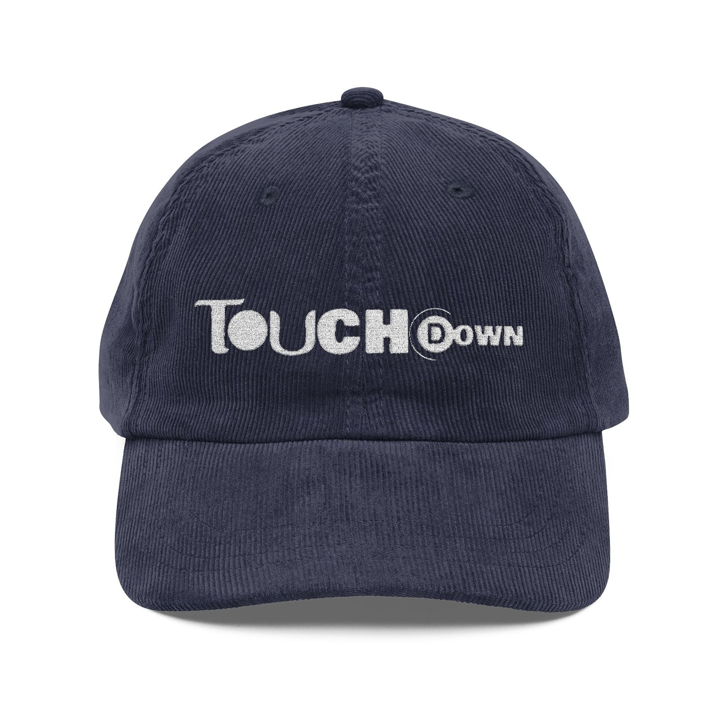Touchdown Corduroy Cap, Embroidered Sports Hat, Casual Look, Gift for Sports Lovers, Year-round Accessory, Unisex Style