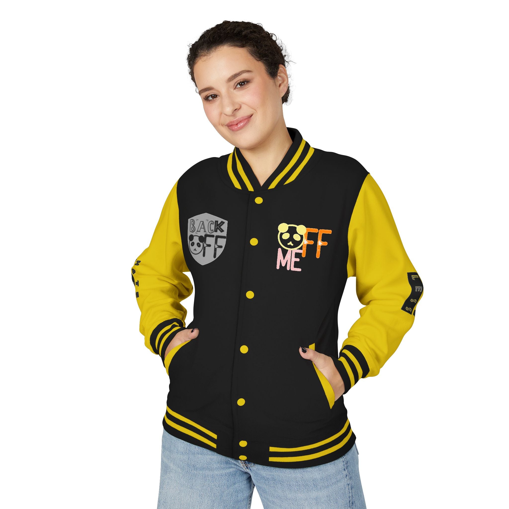 Unisex Heavyweight Letterman Jacket - Fun Panda Graphic Design