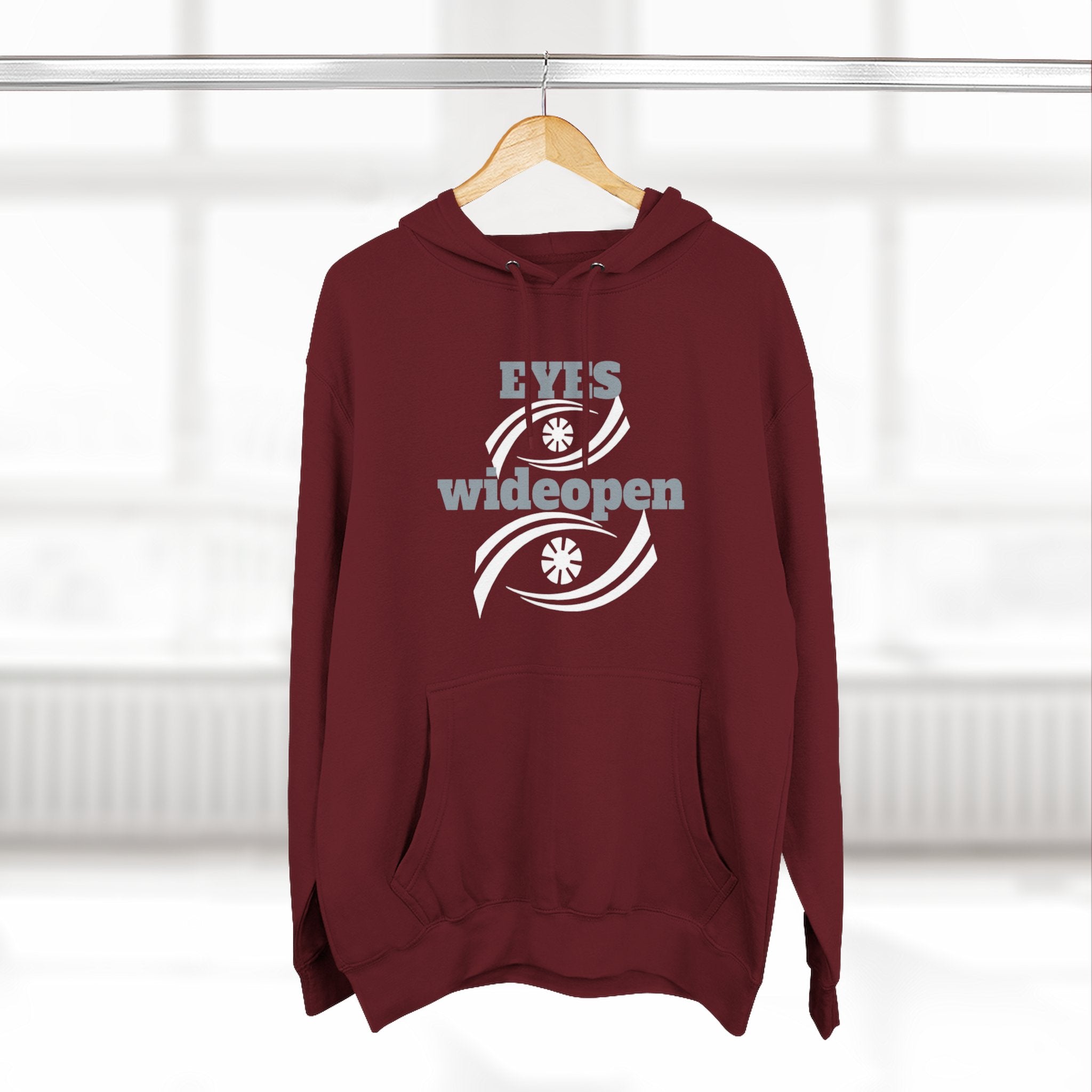 Fleece Hoodie, Cozy Warmth, Casual Style, Perfect for All Seasons, Gift for Friends, EYES wideopen Design