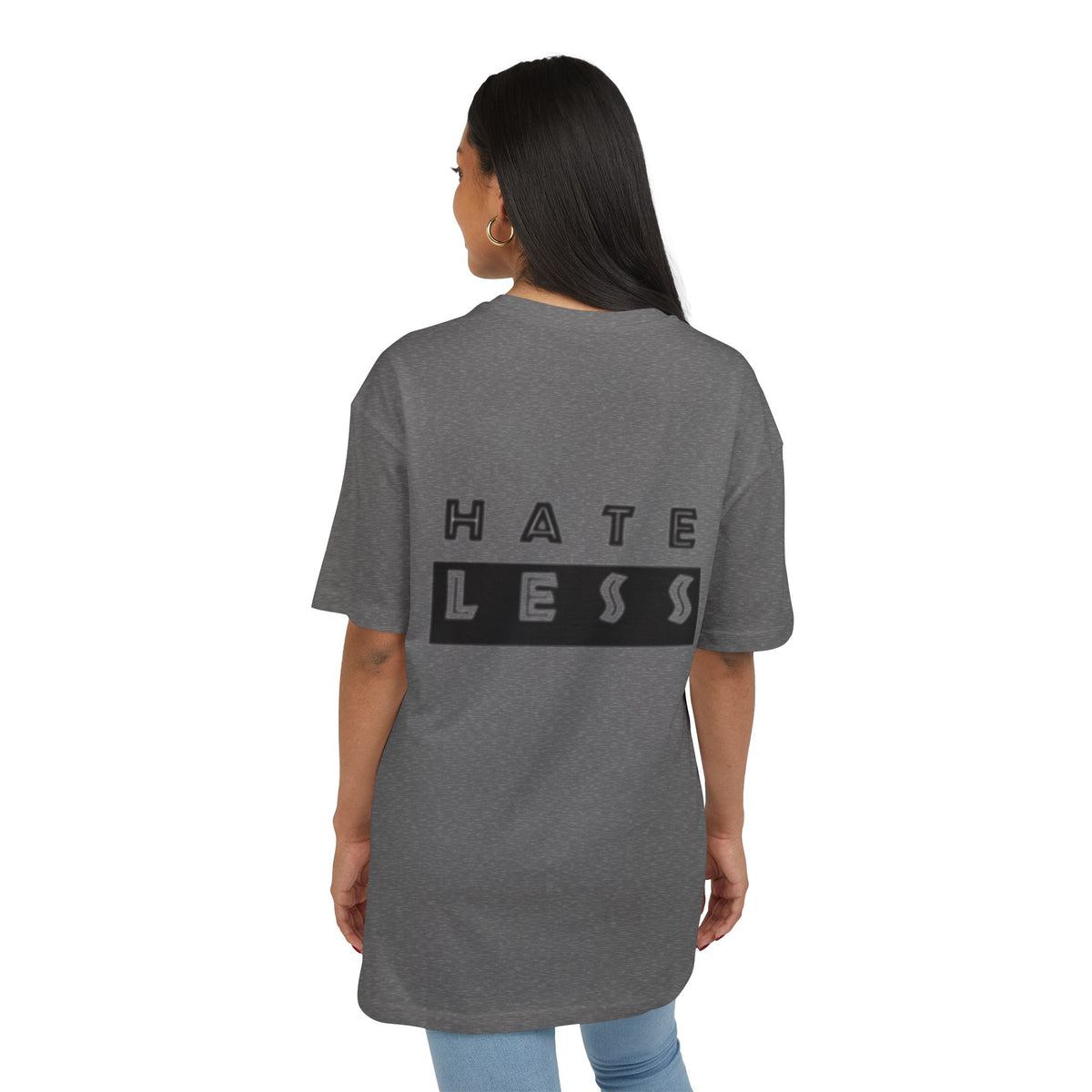 Hate Less Unisex Heavy Oversize Tee - Casual Statement Shirt for Positive Vibes