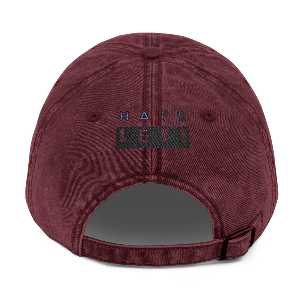 Vintage Embroidered Cap - 'HATE LESS' Righteous Apparel for Positive Vibes Printify