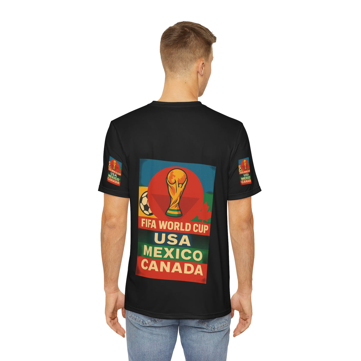 World Cup Celebration Tee, Men's Graphic Shirt, Sports Fan Apparel, Festival Wear, Soccer Lover Gift, USA Mexico Canada Printify