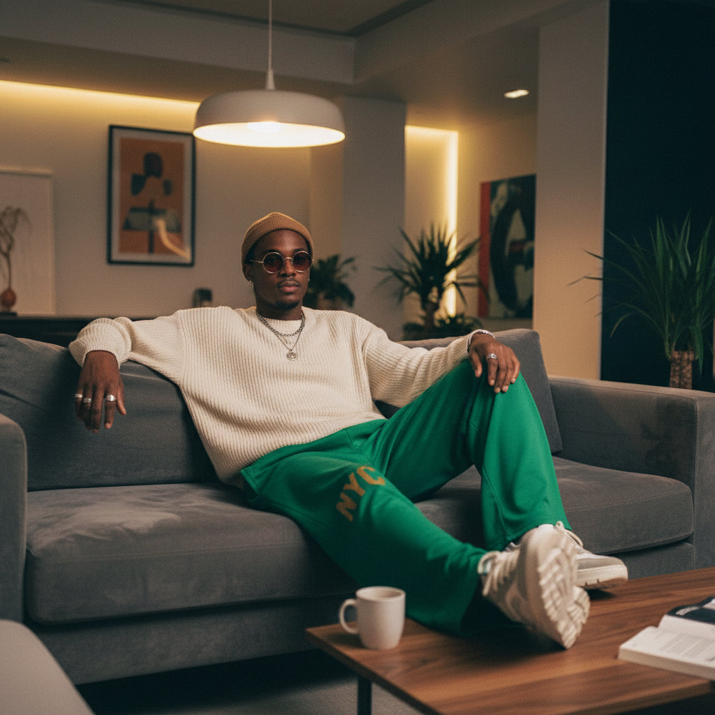 Green Jogger Pajama Pants - Women's Loungewear Printify