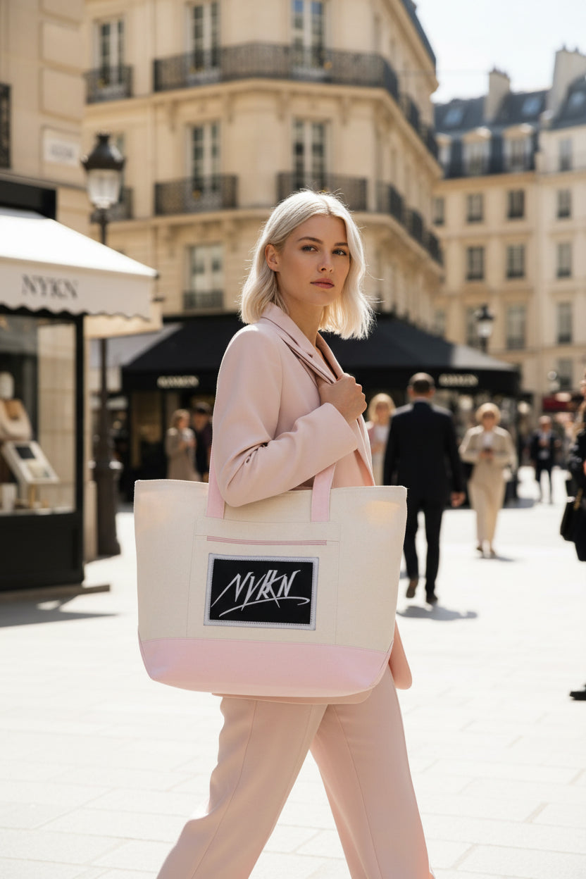 Canvas Tote Bag with NVKN Patch – Zippered Everyday Market Tote