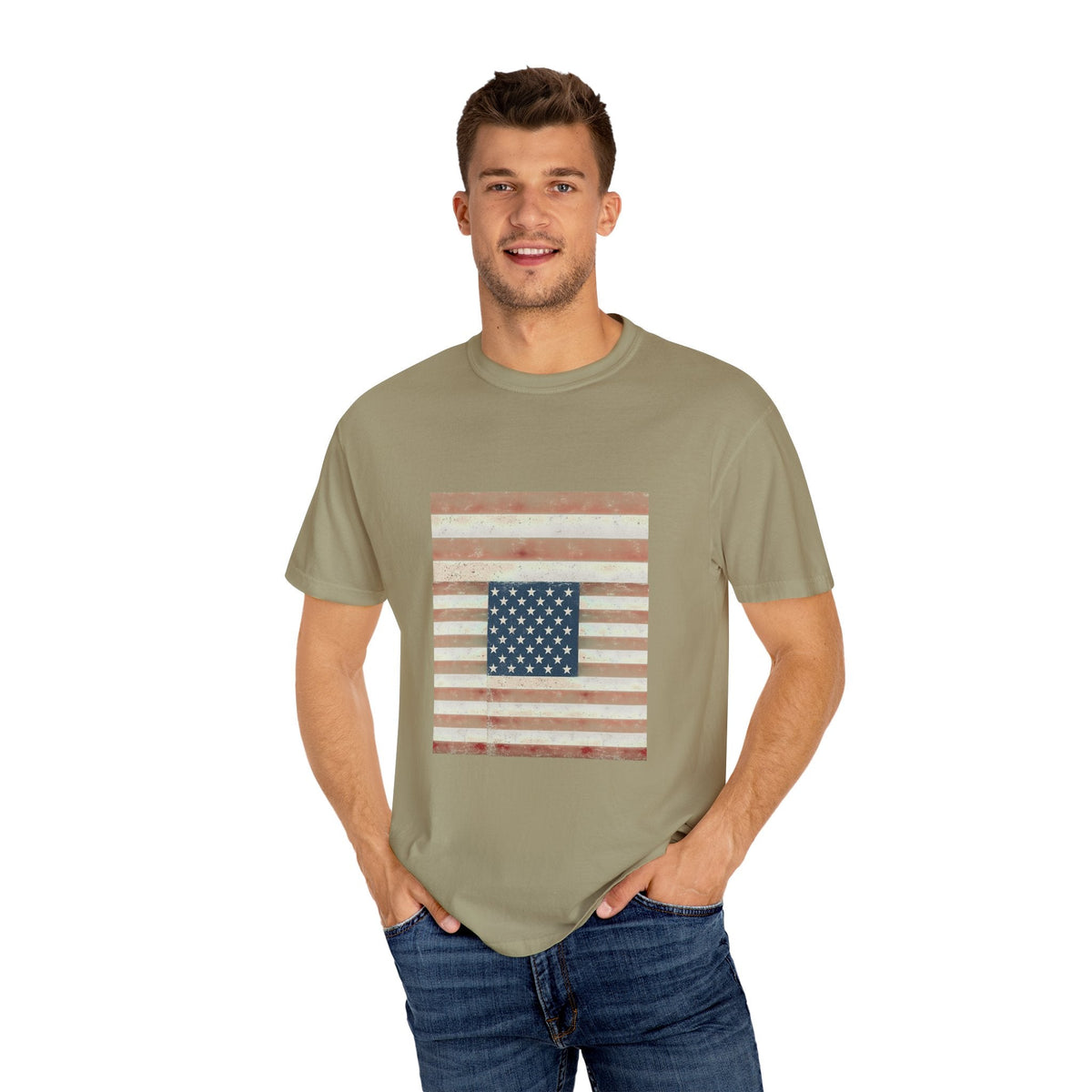 Patriotic Garment-Dyed T-Shirt | Perfect for 4th of July, Memorial Day, Casual Wear, Gifts, Americana Style Printify