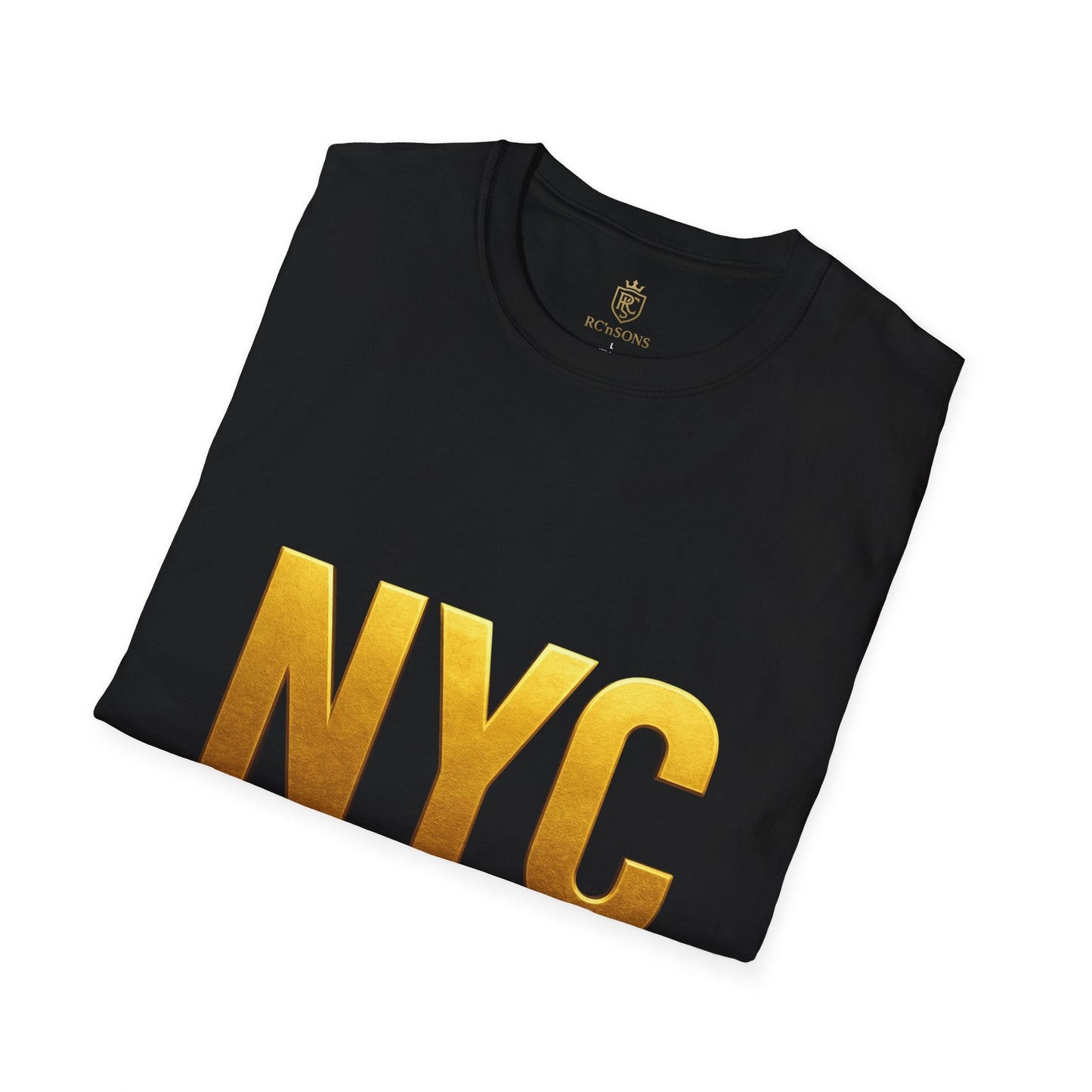 NYC Gold Foil Unisex T-Shirt, Trendy NYC Graphic Tee, Casual Urban Wear, Perfect Gift for Travelers, Stylish Streetwear, Birthday or Holiday Printify