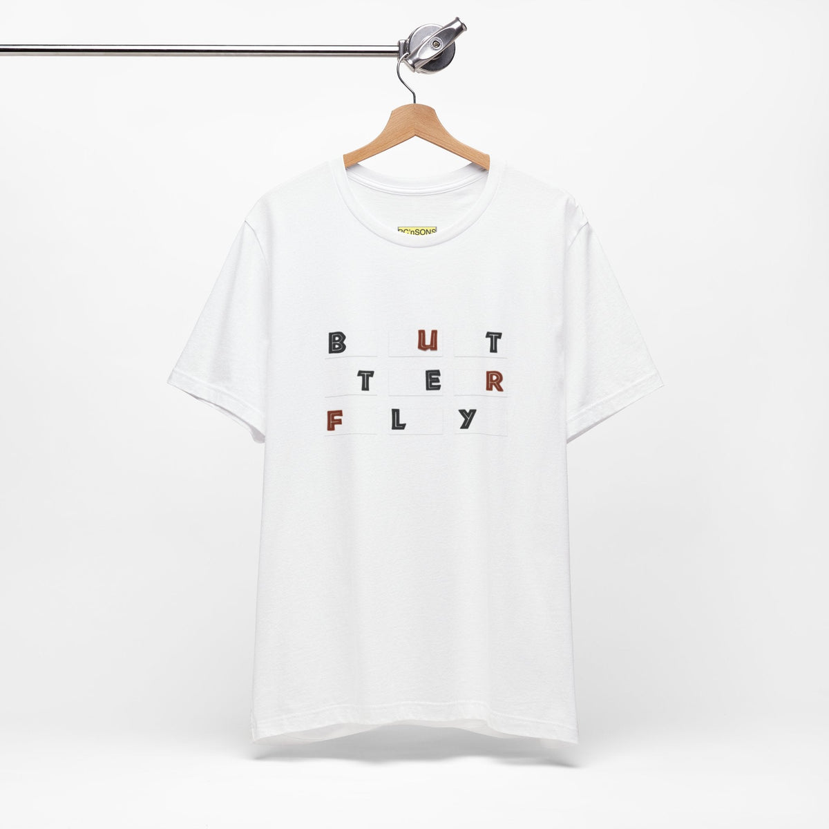 Butterfly Text Unisex Tee, Stylish Graphic Shirt, Casual Wear, Perfect Gift for Nature Lovers, Comfortable Everyday Top Printify