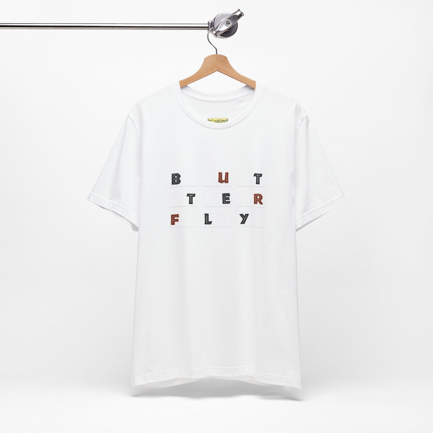 Butterfly Text Unisex Tee, Stylish Graphic Shirt, Casual Wear, Perfect Gift for Nature Lovers, Comfortable Everyday Top Printify