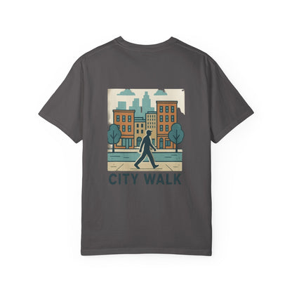 City Walk Unisex Garment-Dyed T-shirt, Urban Streetwear, Casual Fashion, Gift for City Lovers, Travel Enthusiast Apparel Printify