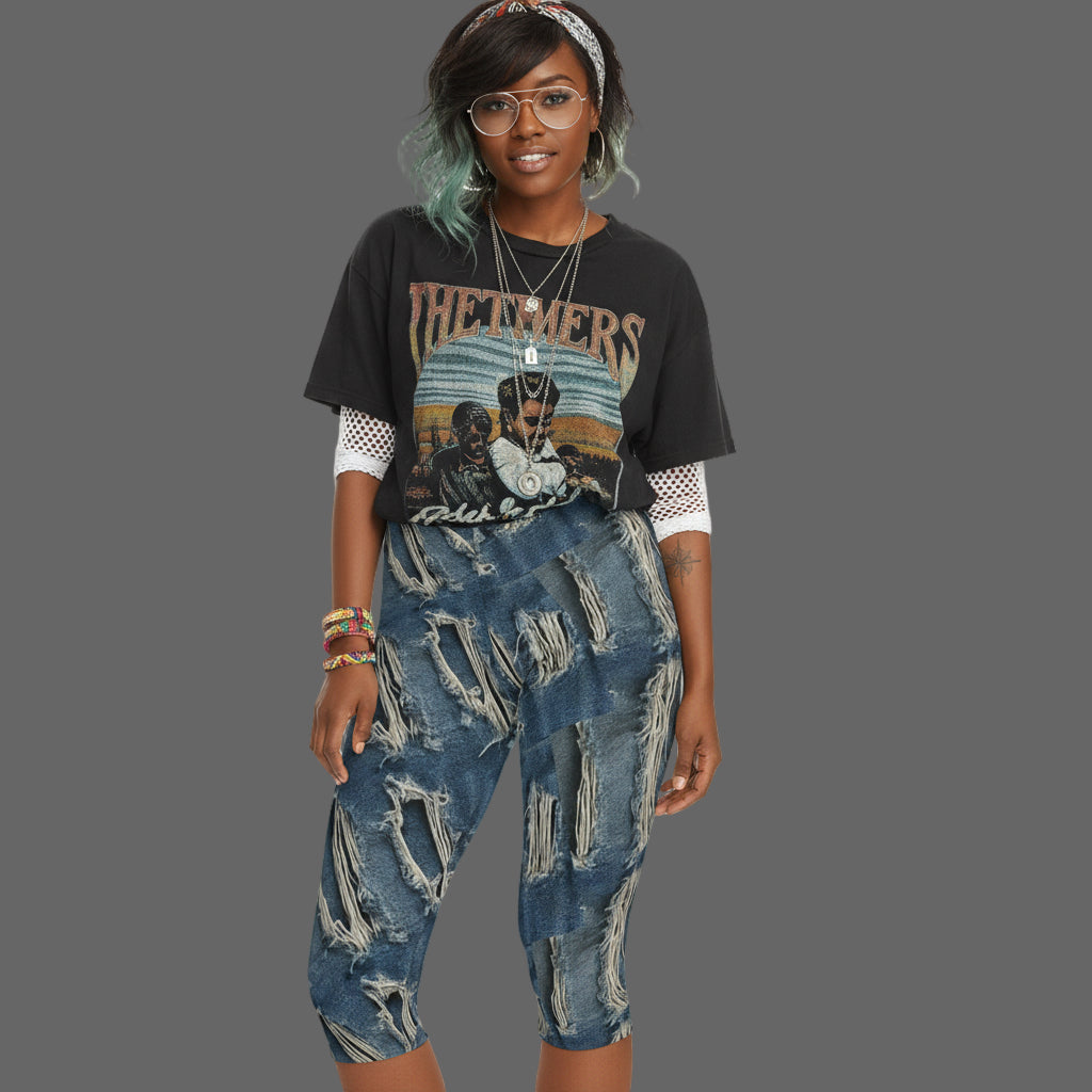 Trendy-Style Women's Capri Leggings, Casual Fashion, Workout Wear, Summer Style, Trendy Activewear Printify