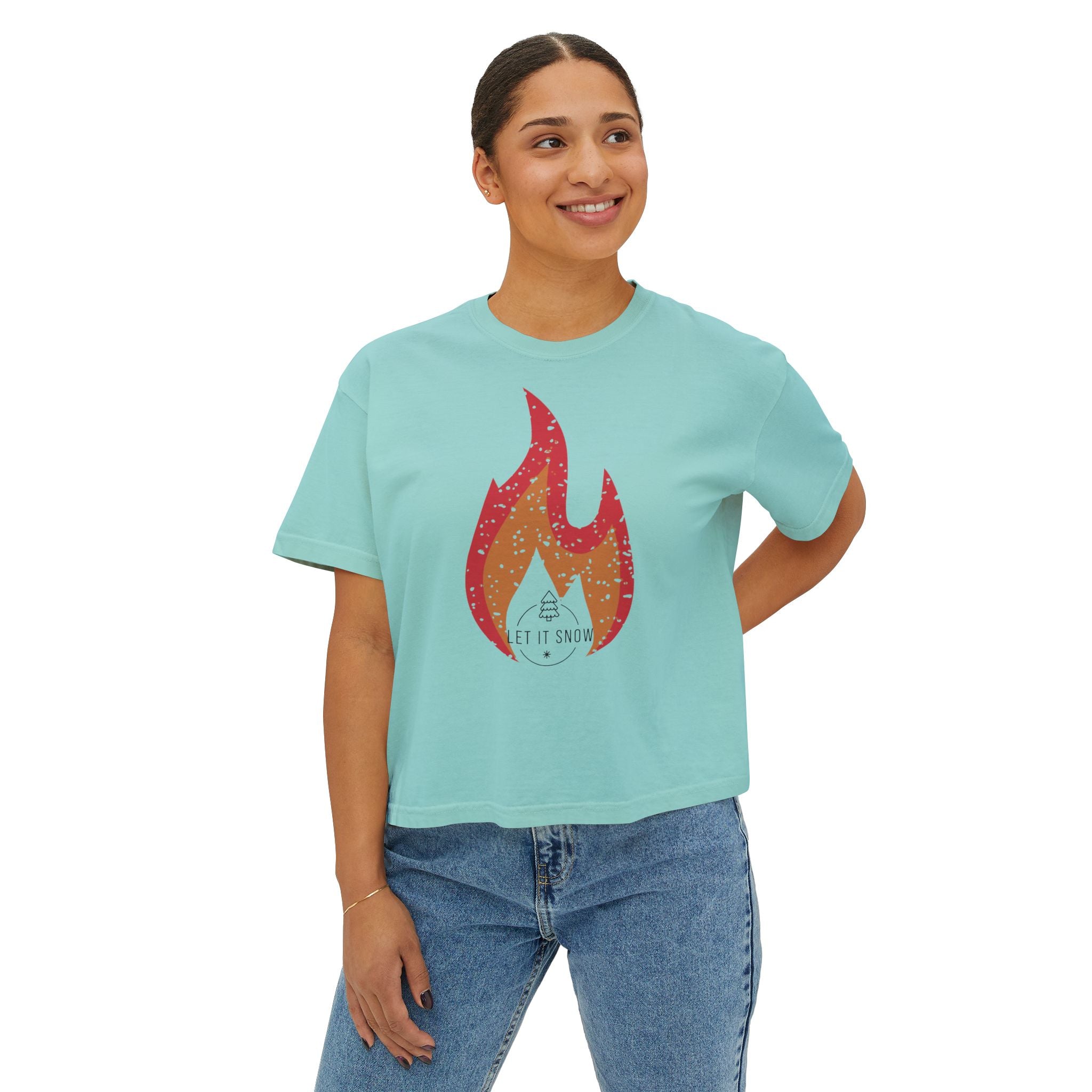 Boxy Tee - 'let it Snow' Design - Winter Holiday Shirt