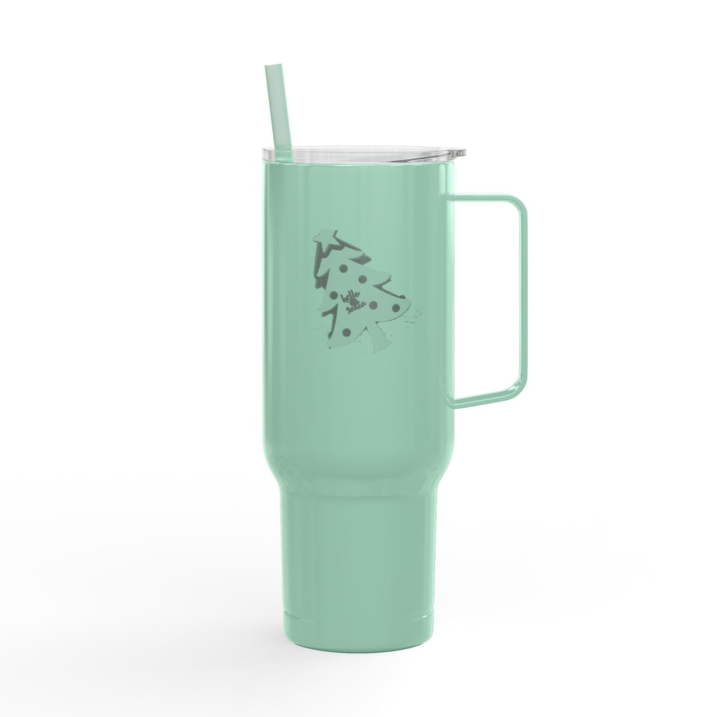 Tumbler with Lid, 40oz - 'Hello Santa' Engraved Design Printify