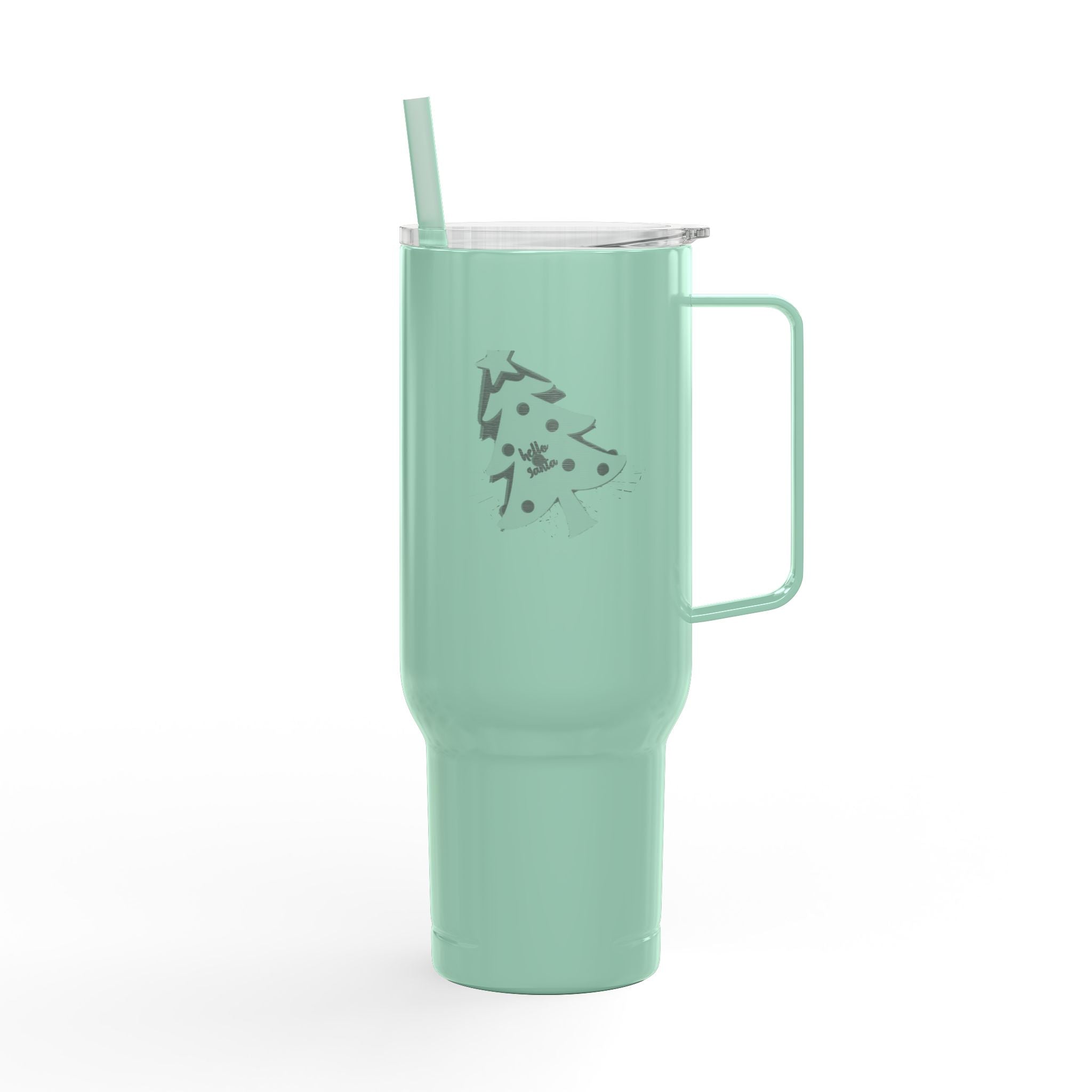 Tumbler with Lid, 40oz - 'Hello Santa' Engraved Design Printify