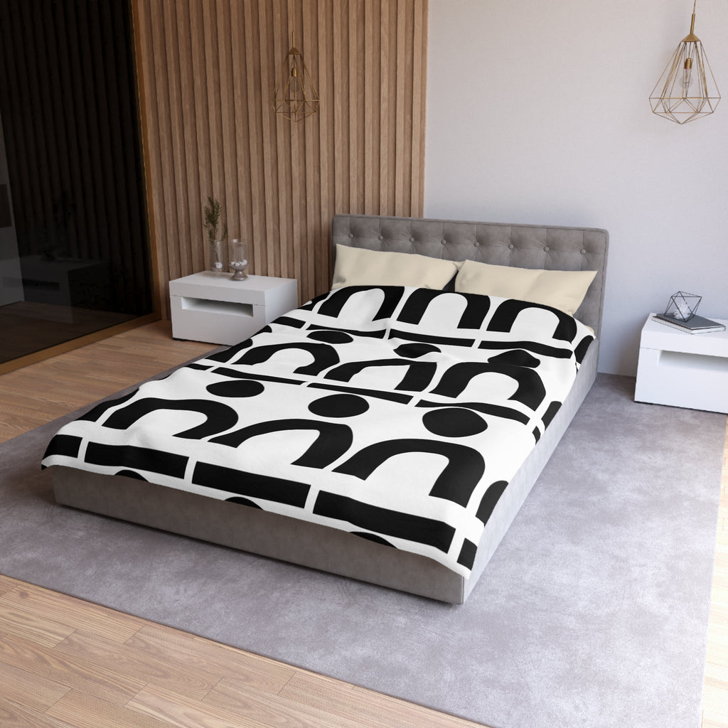 Modern Geometric Microfiber Duvet Cover, Minimalist Bedding, Home Decor, Contemporary Bedroom Accent, Gift for New Homeowners, Black [...] Printify