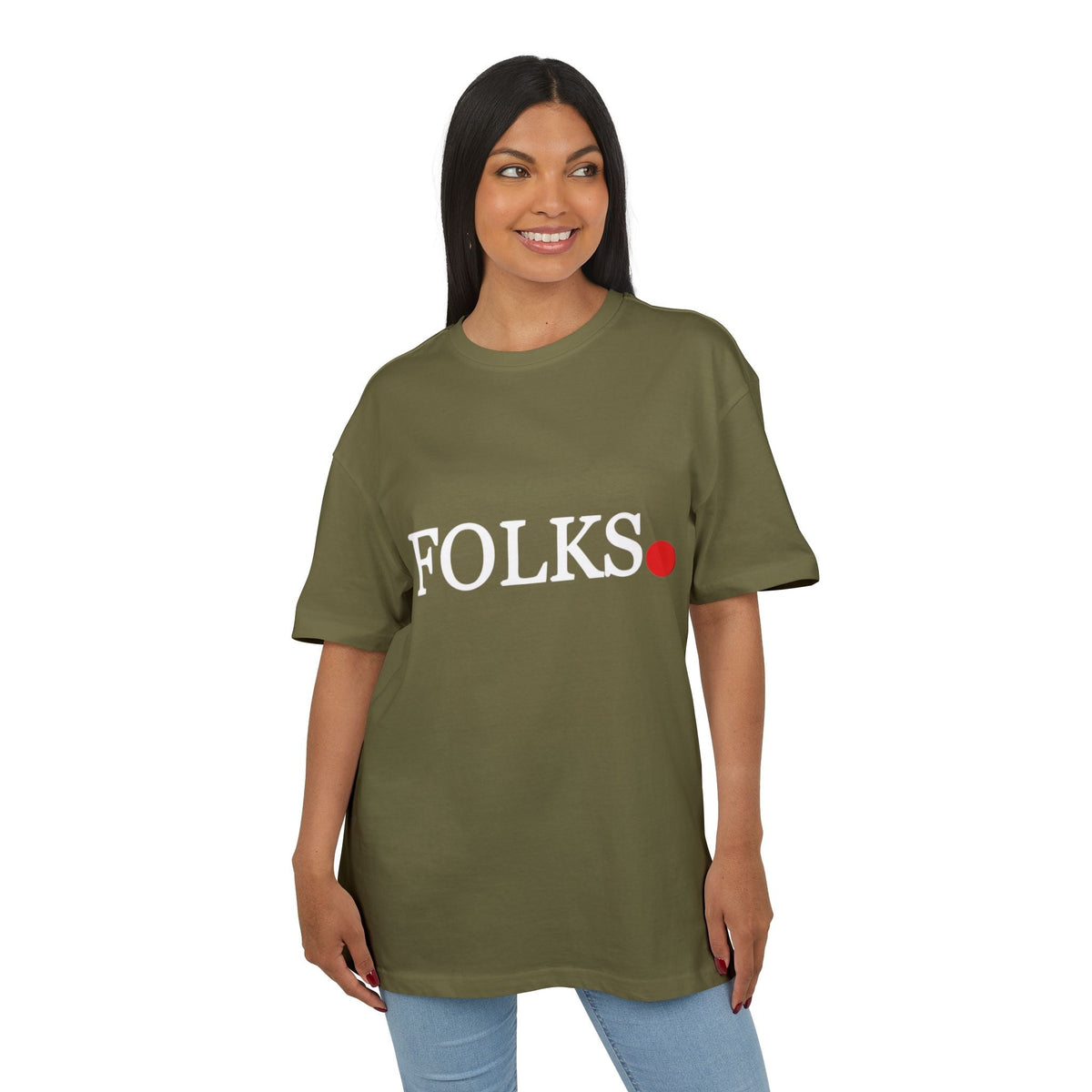 Oversized Tee with Bold Red Dot, Everyday Tee Printify