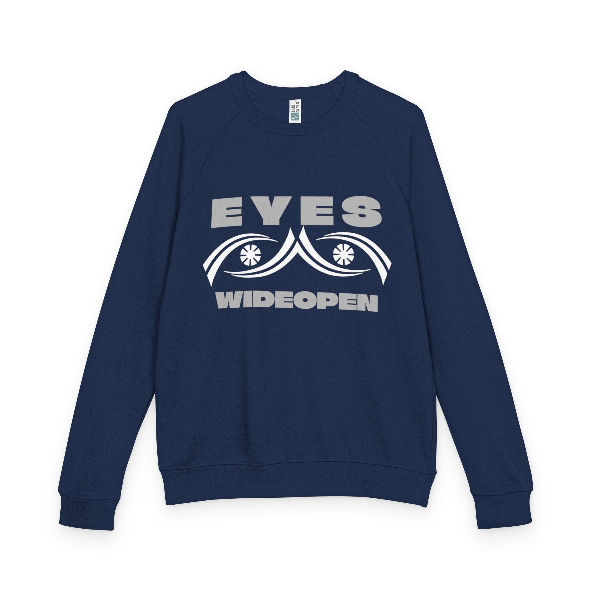 Eyes Wide Open Unisex French Terry Crewneck Sweatshirt, Cozy Casual Clothing, Gift for Friends, Relaxed Fit Sweater, Cool Graphic Design Printify